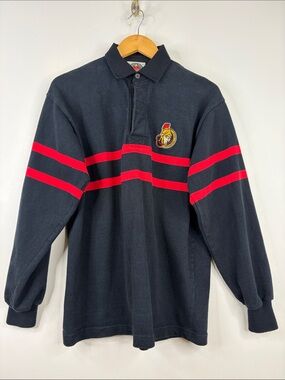 Barbarian Rugby Shirt Mens Large Long Sleeve Polo Black Ottawa Senators Hockey
